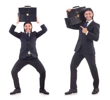 Beyaz arka plan üzerinde acele iş adamı izole