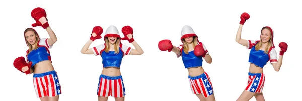 Boxer femminile isolato sullo sfondo bianco — Foto Stock