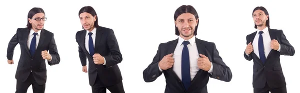 Empresario corriendo aislado sobre el fondo blanco —  Fotos de Stock