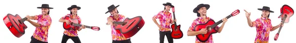 Homem vestindo sombrero com guitarra — Fotografia de Stock