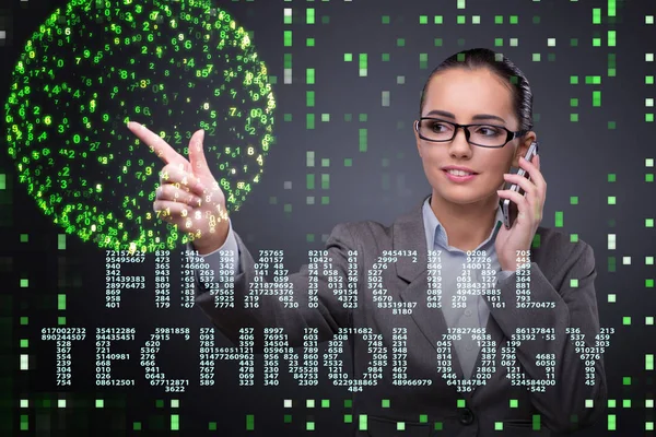 Businesswoman pressing buttons in fintech concept — Stock Photo, Image