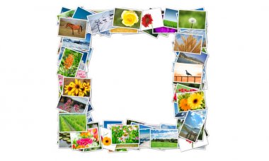 Frame made of various nature photos clipart
