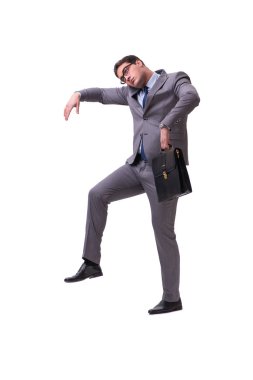 Beyaz arka plan üzerinde izole kukla işadamı