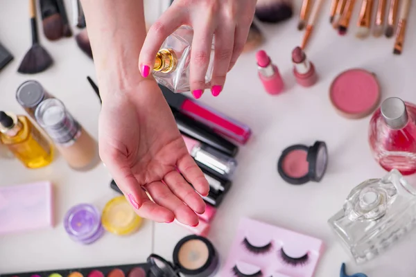 Collection of make up products displayed on the table