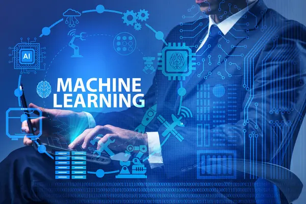 Machine learning concept with man — Stock Photo, Image