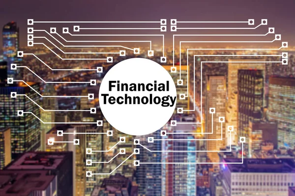 Smart city concept with fintech financial technology concept — Stock Photo, Image