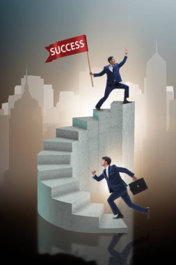 İş dünyasında başarılı pankart sahibi bir iş adamı