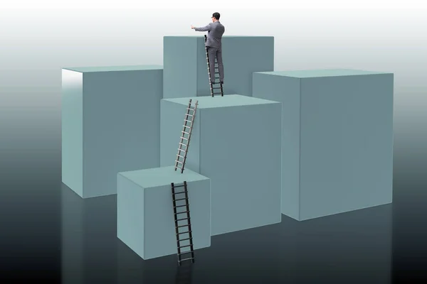 Bloklar halinde iş kavramı meydan tırmanma işadamı — Stok fotoğraf