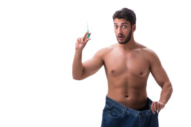 büyük boy kot konseptiyle diyet içinde adam