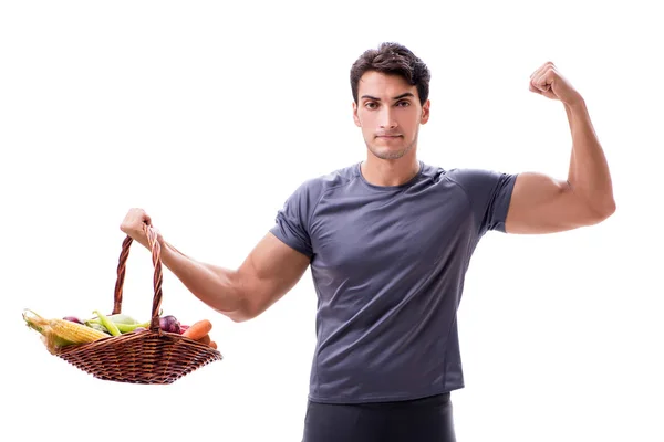 L'uomo promuove i benefici di una sana alimentazione e fare sport — Foto Stock
