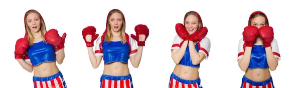 Boxer féminin isolé sur fond blanc — Photo