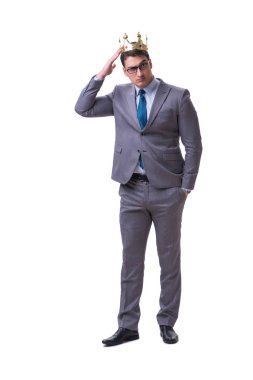 Kral işadamı beyaz arka planda izole edilmiş