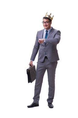 Kral işadamı beyaz arka planda izole edilmiş
