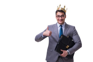 Kral işadamı beyaz arka planda izole edilmiş