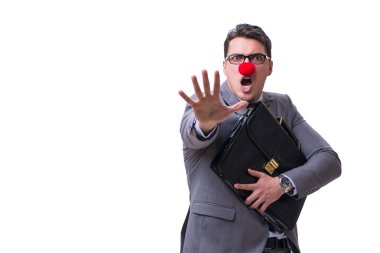 Beyaz çanta ile komik palyaço