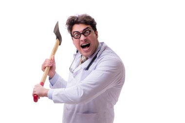 Beyaz baltalı komik doktor.