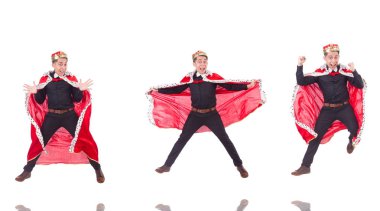 Taçlı bir iş adamı beyazlar içinde.