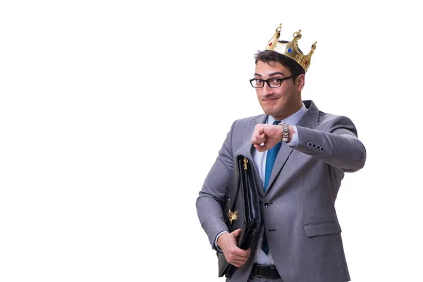 King businessman isolated on white background — Stock Photo, Image