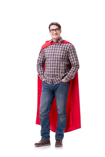 Super hero wearing red cloak on white — Stock Photo, Image