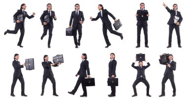 Beyaz arka plan üzerinde acele iş adamı izole