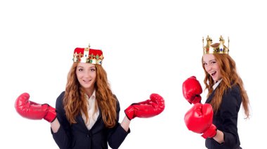 Kraliçe boksör işkadını beyaz izole