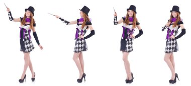 Sihirbaz kadın beyaz değnekle