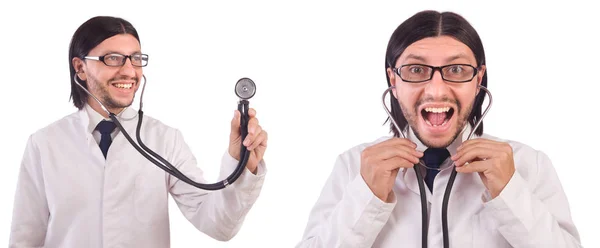 Jovem médico masculino isolado em branco — Fotografia de Stock