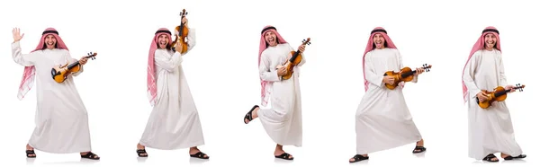 Homem árabe jogando violando no branco — Fotografia de Stock