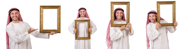 Араб з картинкою на білому — стокове фото