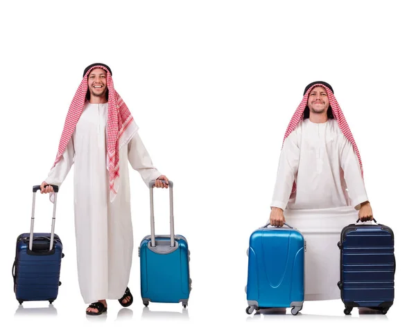 Арабський чоловік з багажем на білому — стокове фото