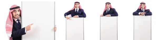 Arab man with blank board for message — Stock Photo, Image