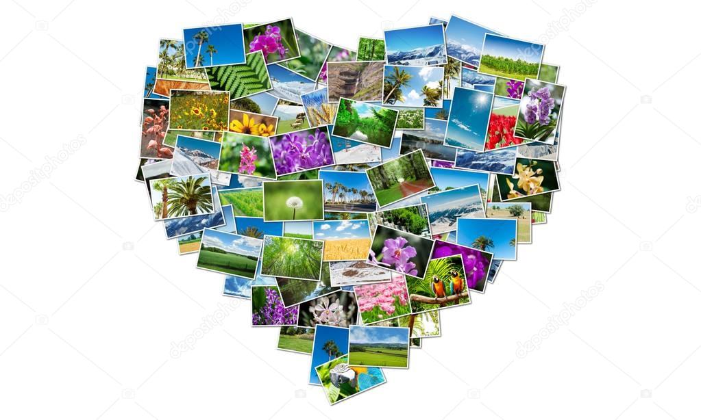 Heart shape made of nature photos