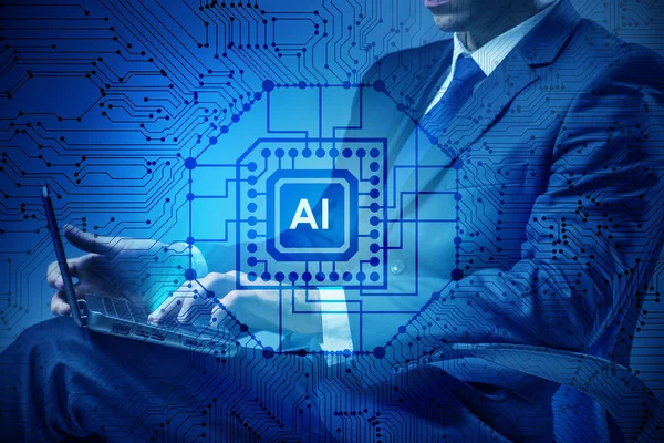Concepto de inteligencia artificial con hombre de negocios —  Fotos de Stock