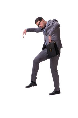 Beyaz arka plan üzerinde izole kukla işadamı