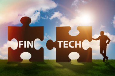 Fintech Finans teknolojileri kavramı puzzle parçaları ile