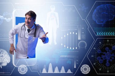 Doktor ve akıllı telefonlu teletıp konsepti