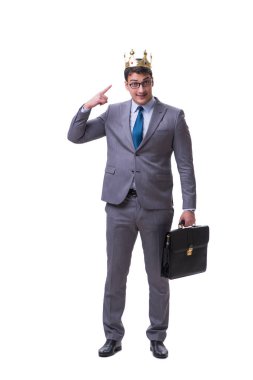 Kral işadamı beyaz arka planda izole edilmiş