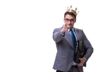 Kral işadamı beyaz arka planda izole edilmiş