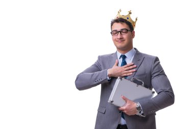 Kral işadamı beyaz arka planda izole edilmiş