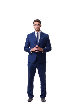 Genç işadamı beyaz arka planda izole edilmiş