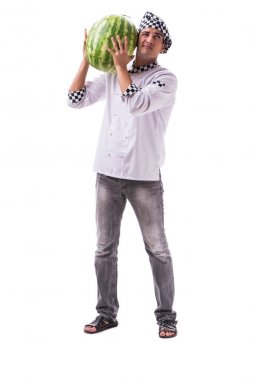 Beyaz karpuzlu genç aşçı.