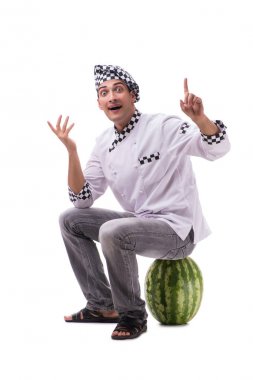 Beyaz karpuzlu genç aşçı.