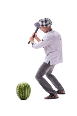 Beyaz karpuzlu genç aşçı.