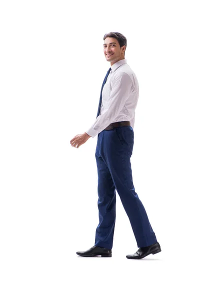 사업가 걷고 서 있는 측에 격리 된 흰색 backgro 볼 — 스톡 사진