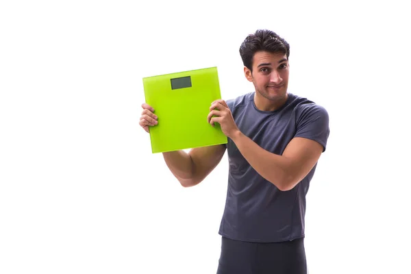 Hombre con escamas en concepto deportivo y de salud aislado sobre blanco — Foto de Stock