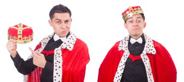 Taçlı bir iş adamı beyazlar içinde.