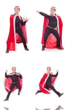 Taçlı bir iş adamı beyazlar içinde.