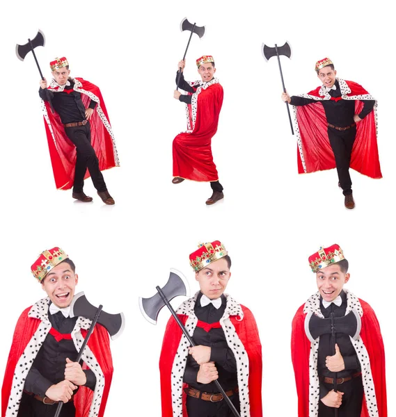 komik Kral üzerinde beyaz izole balta