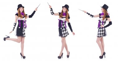 Sihirbaz kadın beyaz değnekle