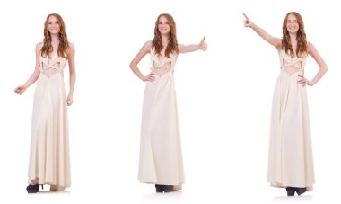 adam beyaz elbise üzerine beyaz izole